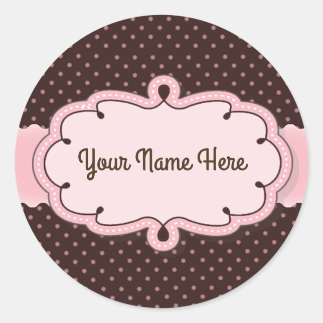 Stickers/Personalised Monogram with Polka Dots Classic Round Sticker (Front)