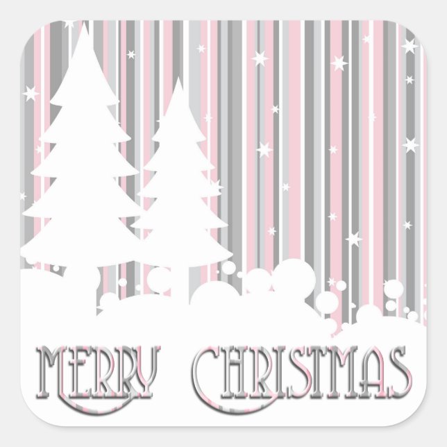 Stickers - Pink & Grey - Stars & Snow (Front)