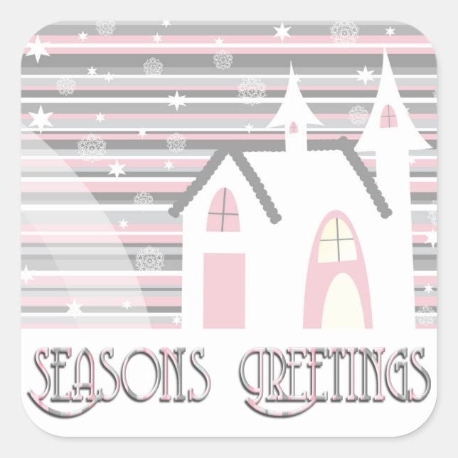 Stickers - Pink & Grey Wintry Scene (Front)