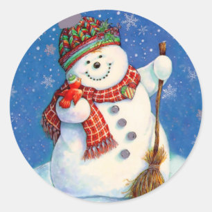 Stickers/Snowman Classic Round Sticker