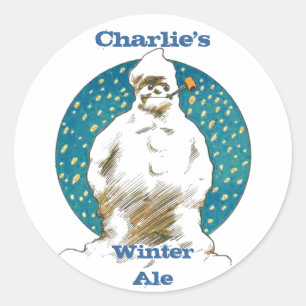 STICKERS SNOWMAN Homebrew Labelling Sticker weiss