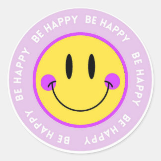 Stickers/Stickers Round Carita Happy "Be Happy" Classic Round Sticker