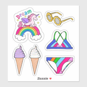 Stickers- Summer Swimsuit & Rainbow