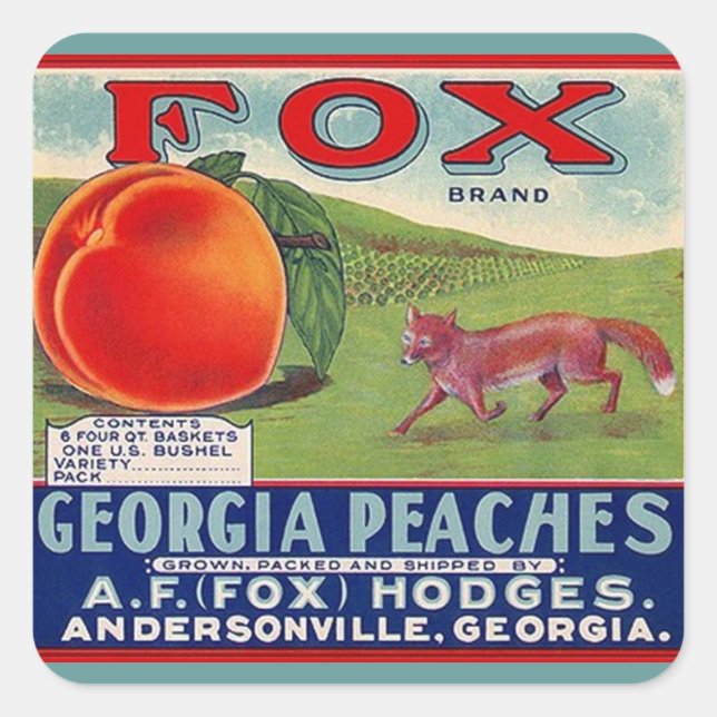 Stickers Vintage Advertising Fox Georgia Peaches (Front)