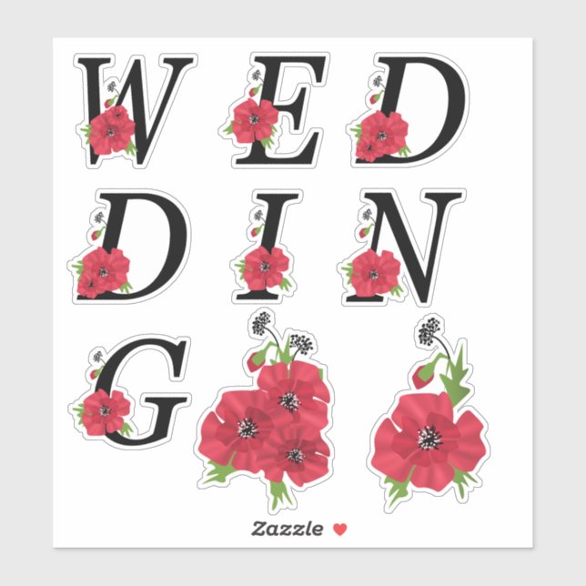 Stickers wedding, wedding, letters, typography (Sheet)