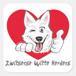 Stickers with Swiss white shepherd Thumb Up