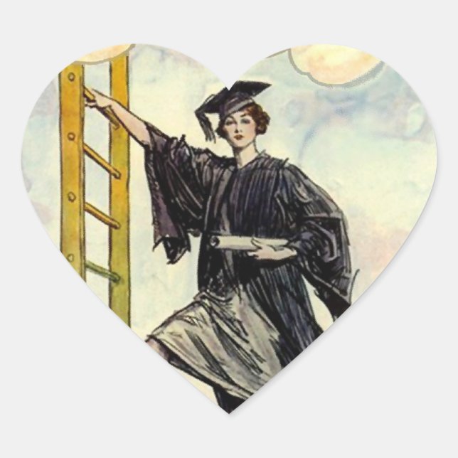 STICKERSGraduation Lady Ladder of Success Heart Sticker (Front)