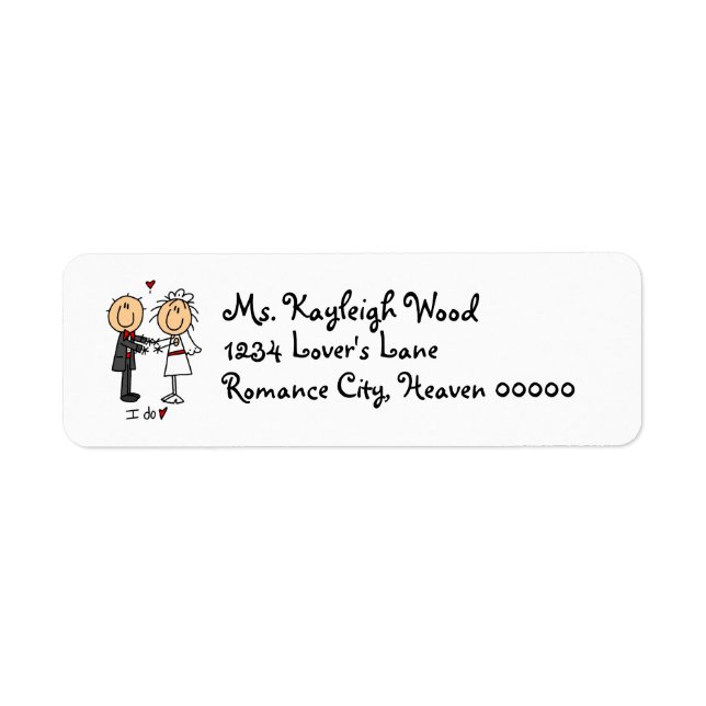 Stickfigure Bride & Groom Return Address Label (Front)