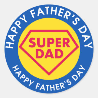 Sticking Happy Father's Day Super Dad Classic Round Sticker