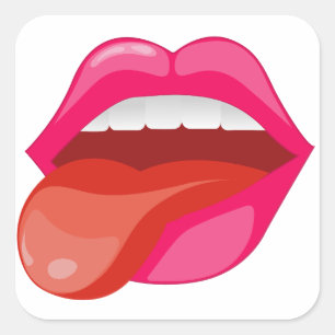 Sticking out the tongue square sticker