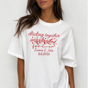 Sticking Together Forever Custom Wedding Red Shirt