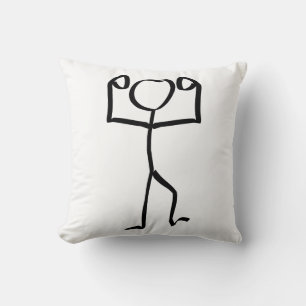 Stickman Figure Winner Illustration, One Line Art Cushion