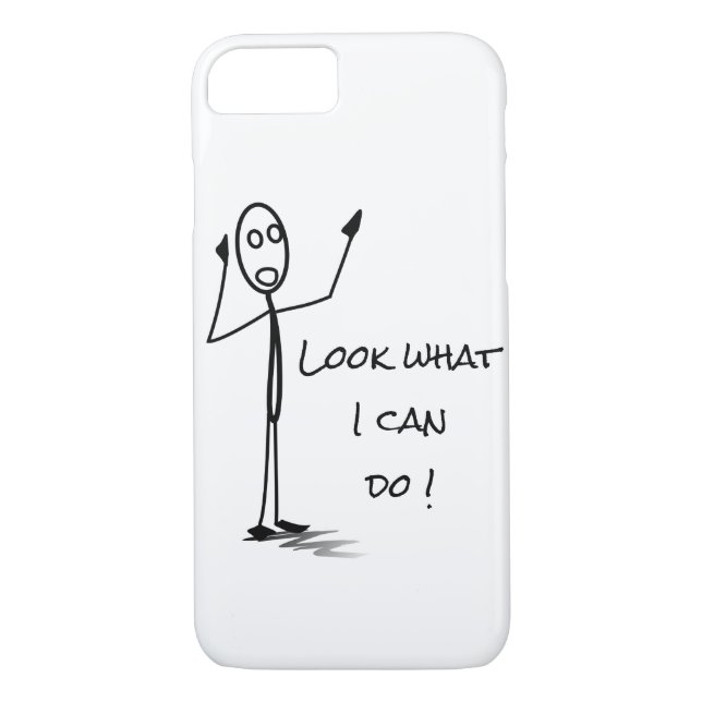Stickman funny on phone Black white Case-Mate iPhone Case (Back)