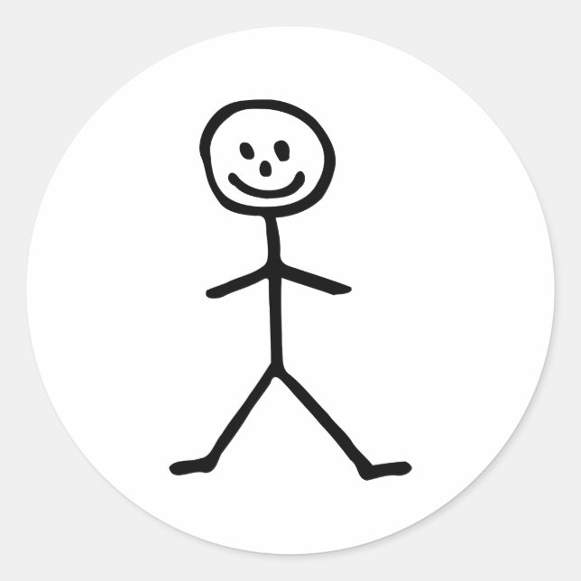 Stickman man classic round sticker (Front)