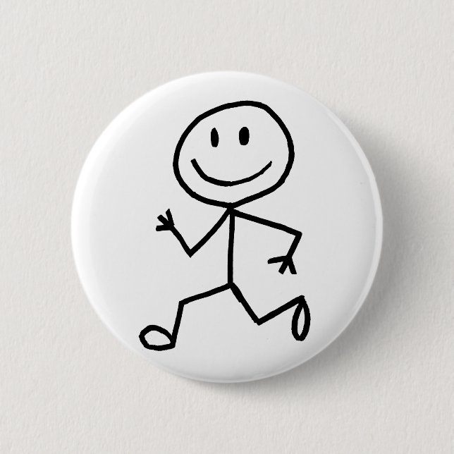 Stickman Runner 6 Cm Round Badge (Front)