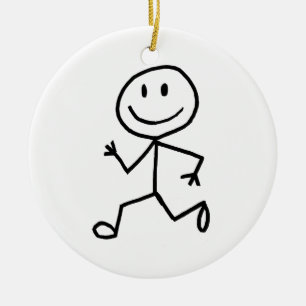 Stickman Runner Ceramic Ornament