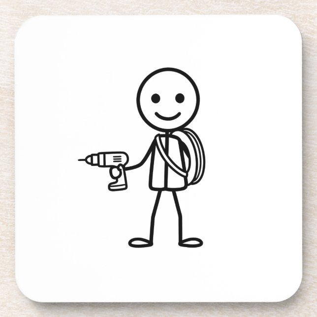 Stickmen At Work - The Electrician Coaster (Front)