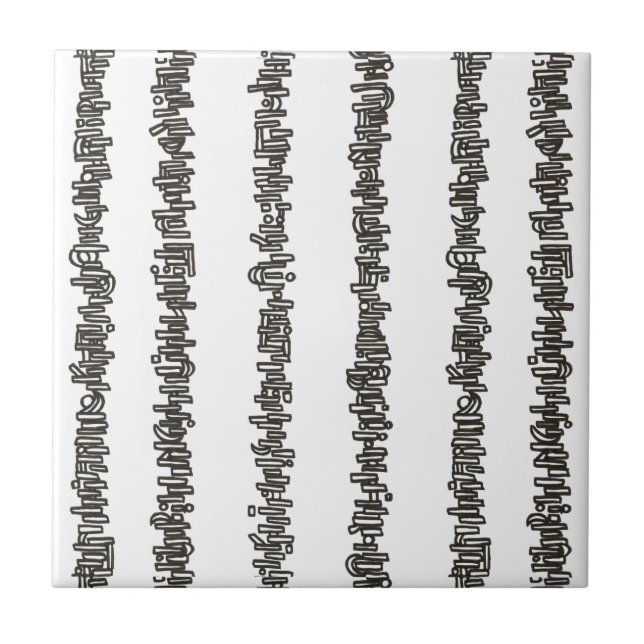 Sticks And Stones-Black And White Modern  Ceramic Tile (Front)