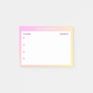 Sticky Note Planner – Priorities & Deadline Layout