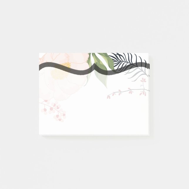 Sticky Notes Baby Pink Cosmos on White (Front)