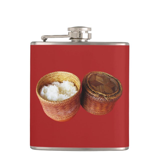 Sticky Rice [Khao Niao] Thai Lao Food Hip Flask (Front)