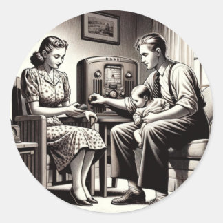 Sticky Sounds: Broadcasting Everywhere. Classic Round Sticker