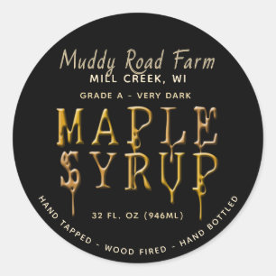 Sticky Syrup Maple Syrup Label - Black