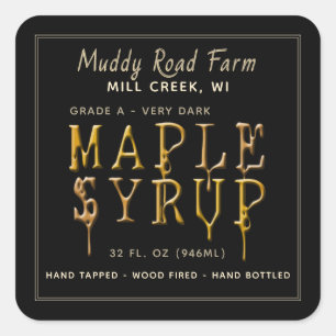 Sticky Syrup Maple Syrup Label - Black