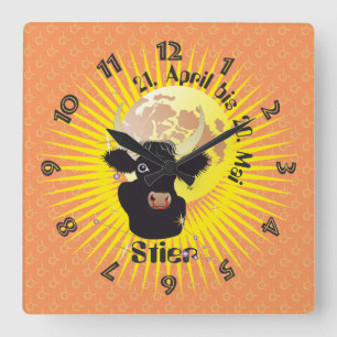 Stier 21. April bis 20. Mai Uhr Square Wall Clock