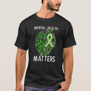 Stigma Mental Health Awareness Support Green Ribbo T-Shirt