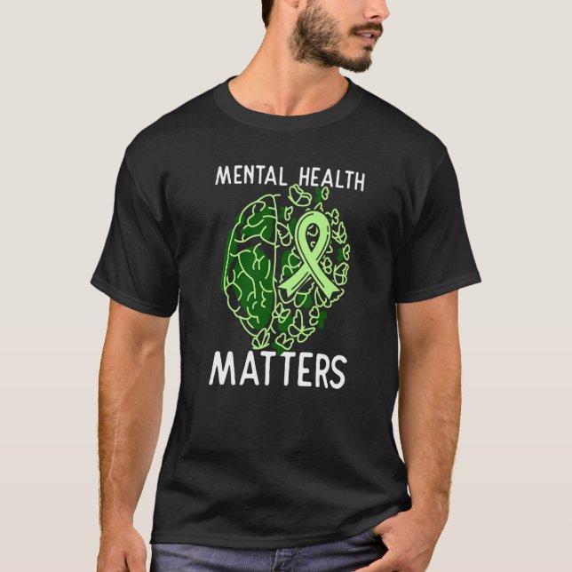 Stigma Mental Health Awareness Support Green Ribbo T-Shirt (Front)