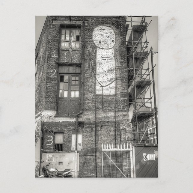 Stik Man Graffiti, Shoreditch London Postcard (Front)