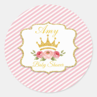 stikers pegatina motivo coronita dorada  classic round sticker