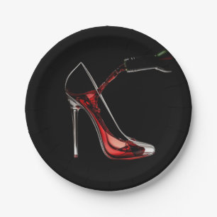 Stiletto and Wine Paper Plate