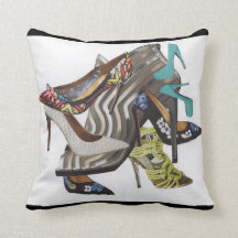 Stiletto heels collaged print pillow