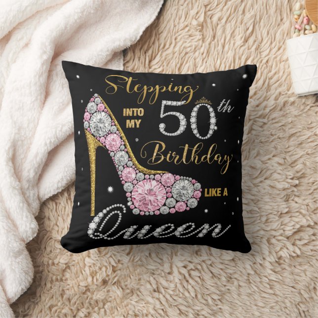 Stiletto High Heel Stepping into My 50th Birthday Cushion (Blanket)