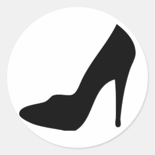 stiletto high heeled shoe icon classic round sticker