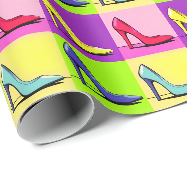 Stiletto Pumps, High Heels Pop Art Wrapping Paper (Roll Corner)