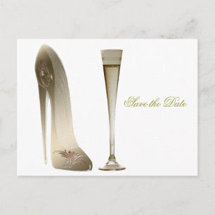 Stiletto Shoe and Champagne Announcement Postcard