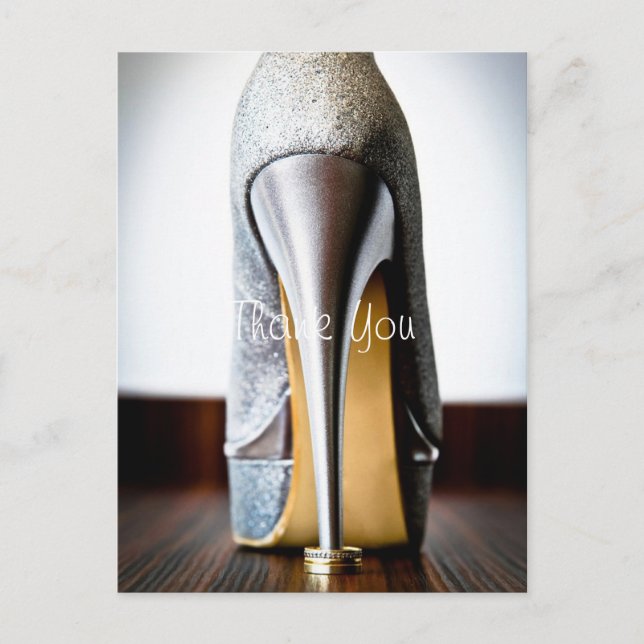 Stiletto Wedding Shoe add your photo Thank You Postcard (Front)
