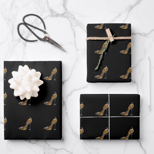 Stiletto with Sparkling Wine Wrapping Paper Sheet (Front)