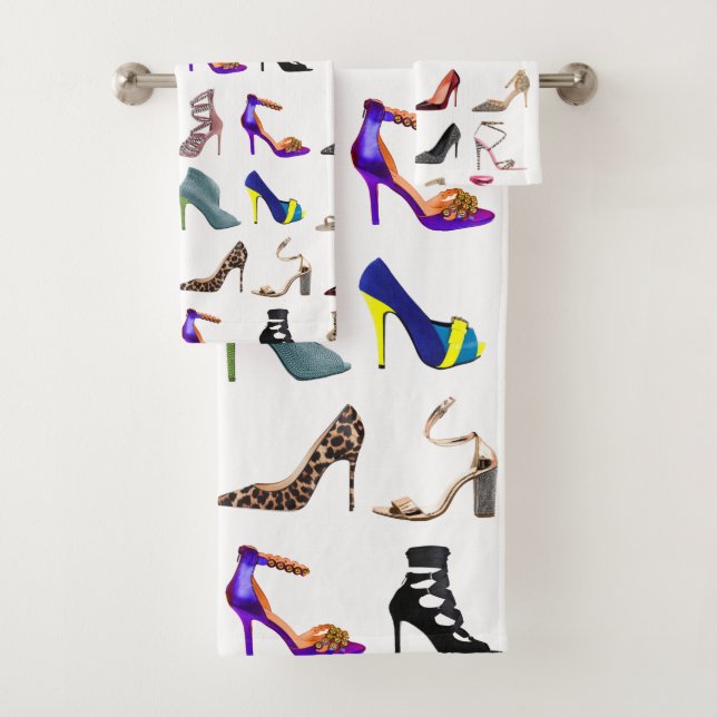 Stilettos High Heel Collage Bath Towel Set (Insitu)