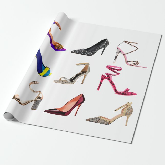 Stilettos High Heel Collage Wrapping Paper (Unrolled)