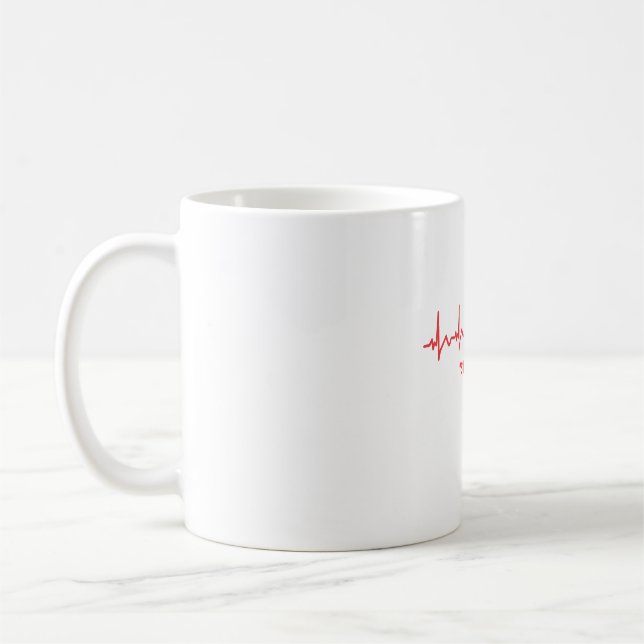 Still Alive – Minimal Heartbeat Dark Humor Design Coffee Mug (Left)