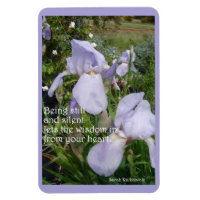 Still and Silent Inspirational Quote Purple Iris