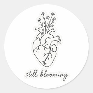 Still Blooming Floral Anatomical Heart Classic Round Sticker