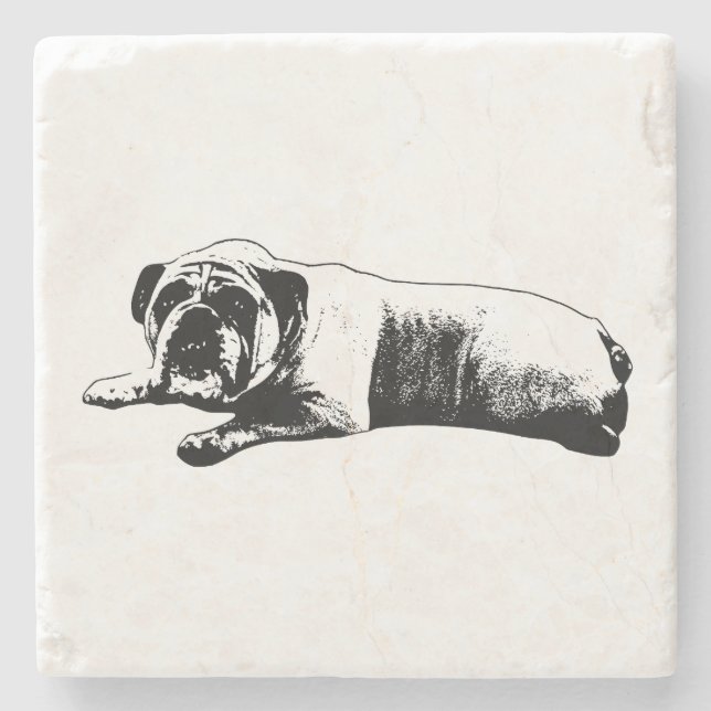 Still Bulldog, Strong Lines Stone Coaster (Front)