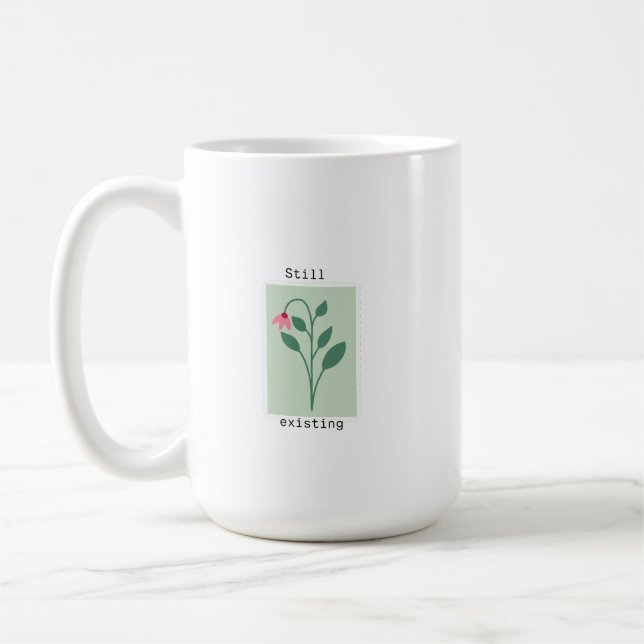 Still Existing Minimalist Flower Stamp Design Coffee Mug (Left)