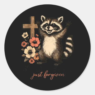 Still Feral Just Forgiven Funny Christian Racoon Classic Round Sticker