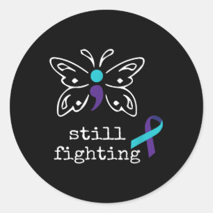 Still Fighting - Semicolon Gift Suicide Prevention Classic Round Sticker